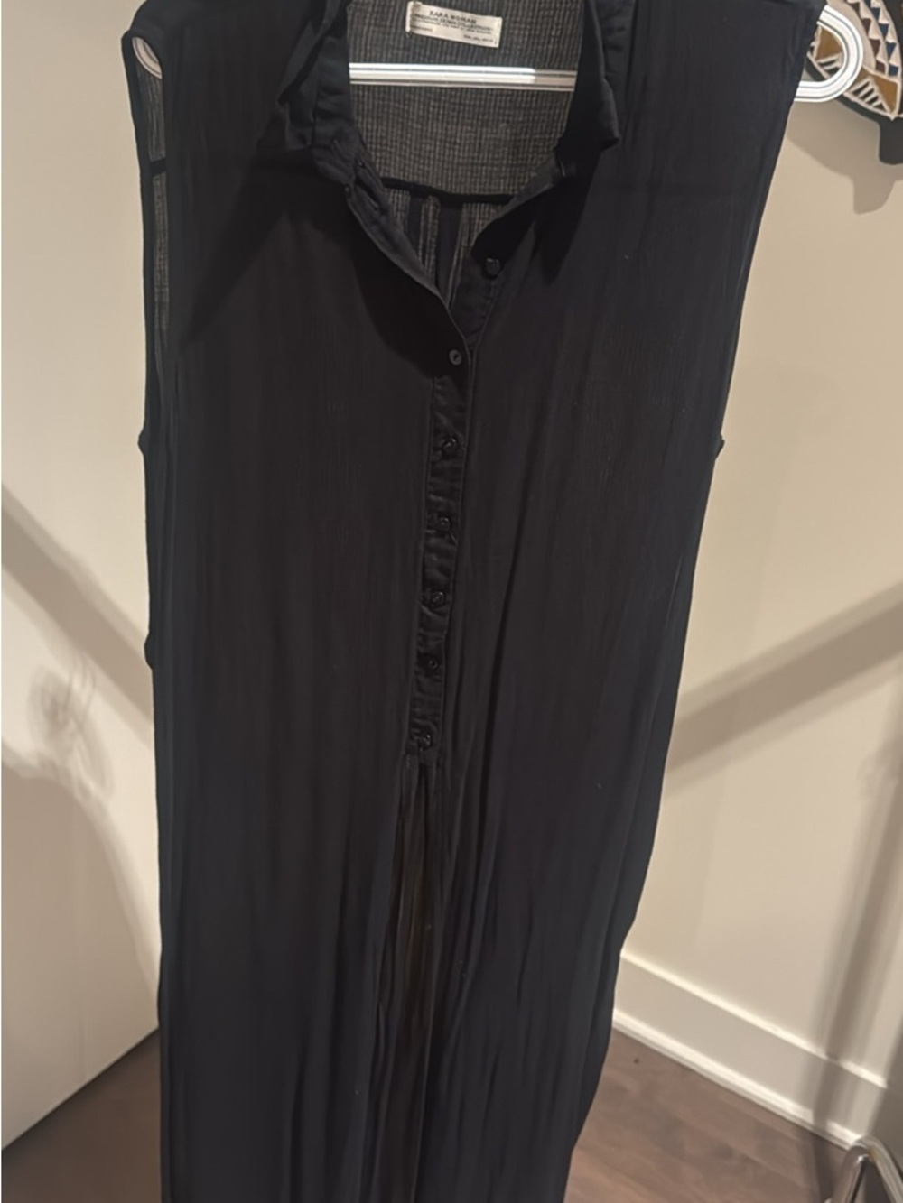 Zara Black Sleeveless Button-Front Tunic